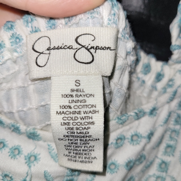 Jessica Simpson Maxi Sundress Eyelet Lace Ruffled Strap sz SMALL boho - Picture 6 of 6